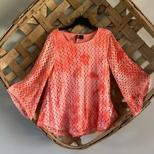 New Directions Crochet Angel Sleeve Top Size M